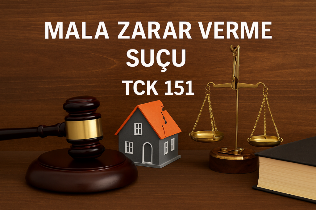 Mala zarar verme suçu ve cezaları hakkında bilgi veren hukuk temalı görsel, 2025 güncel dava süreci ve haklarınızı öğrenin