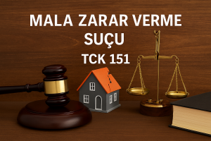 Mala zarar verme suçu ve cezaları hakkında bilgi veren hukuk temalı görsel, 2025 güncel dava süreci ve haklarınızı öğrenin