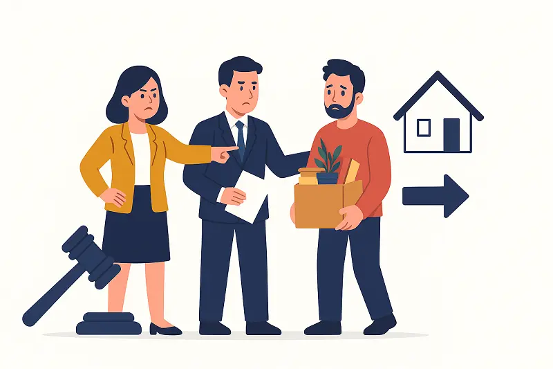 Evicted tenant leaving a property under legal supervision, representing a real client success story on how lawyers can Evict a Tenant Who Does Not Pay Rent in Turkey quickly and effectively.