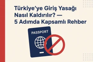 Türkiye'ye giriş yasağı nasıl kaldırılır konulu rehber — pasaport ve yasak işareti görseliyle giriş yasağının kaldırılma sürecini anlatan kapsamlı kılavuz.