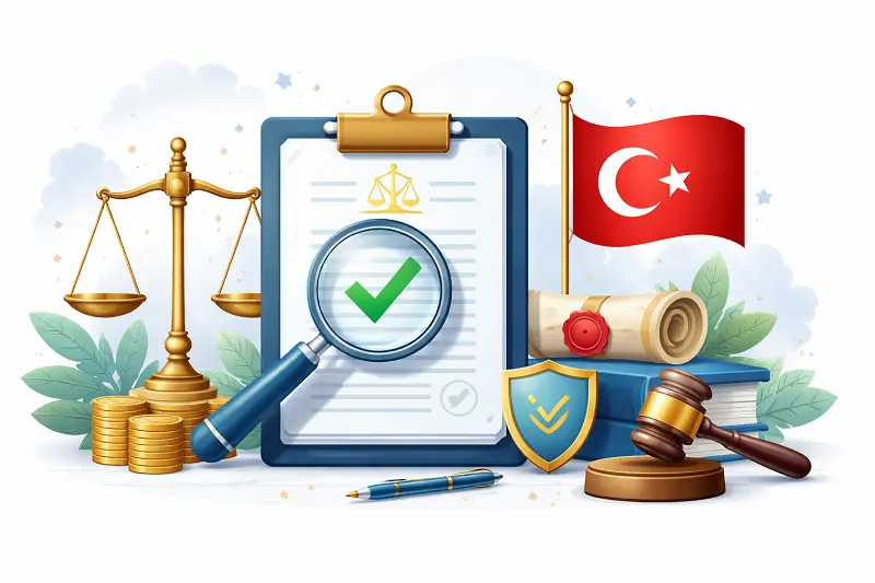 Checklist and magnifying glass illustrating the verification of enforcement requirements for a foreign court judgment in Turkey – Enforce Foreign Court Judgments in Turkey