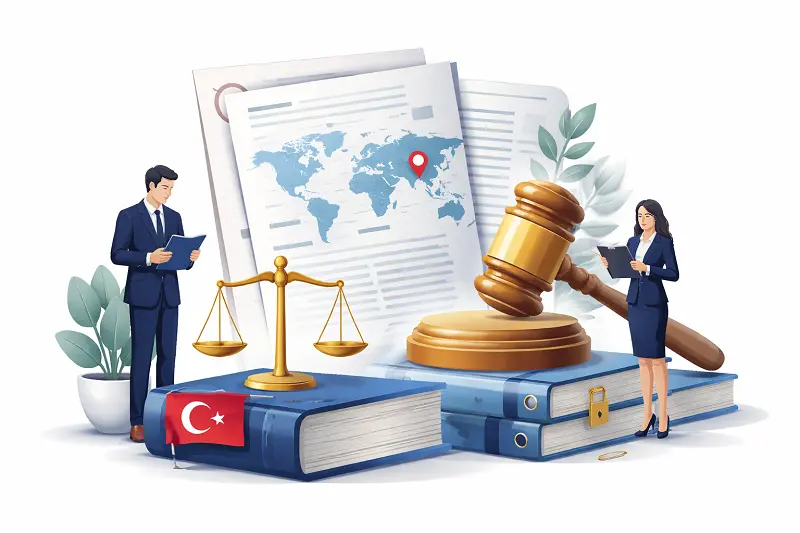 Judge’s gavel, law books, and global legal documents representing court review and execution of a foreign judgment in Turkey – Enforce Foreign Court Judgments in Turkey