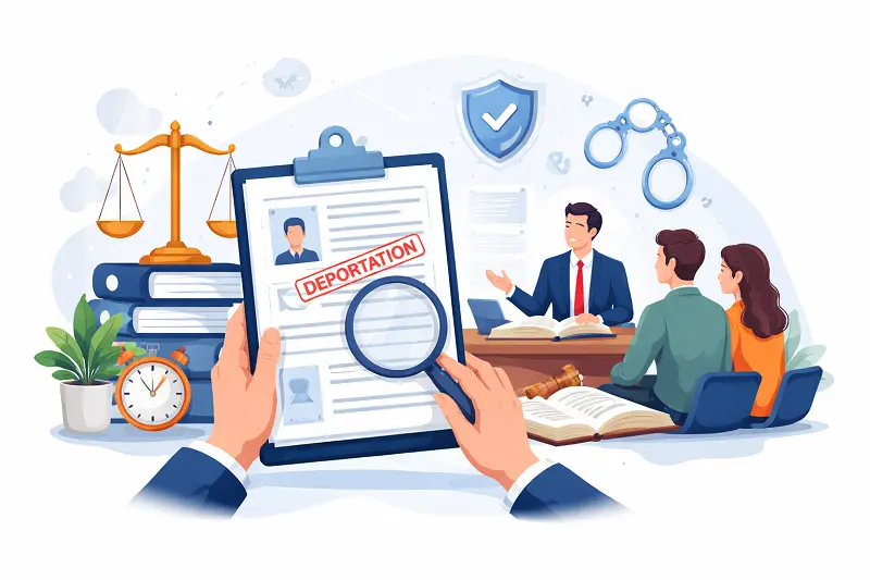 Deport Kararı Nasıl Durdurulur sürecinde ilk adımı temsil eden, deport kararının incelendiği, hukuki gerekçelerin ve itiraz nedenlerinin avukat eşliğinde değerlendirildiği belge ve toplantı sahnesini gösteren görsel.