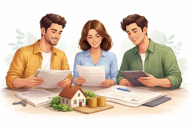 Kardeşler Arası Miras Paylaşımı yapılırken belgeleri inceleyen kardeşler, miras kalan ev ve para üzerinde uzlaşma sürecini değerlendiriyor.