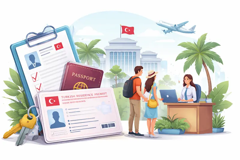 Applicants submitting residence permit documents for Turkish Citizenship by Investment in Antalya with passport and ID cards