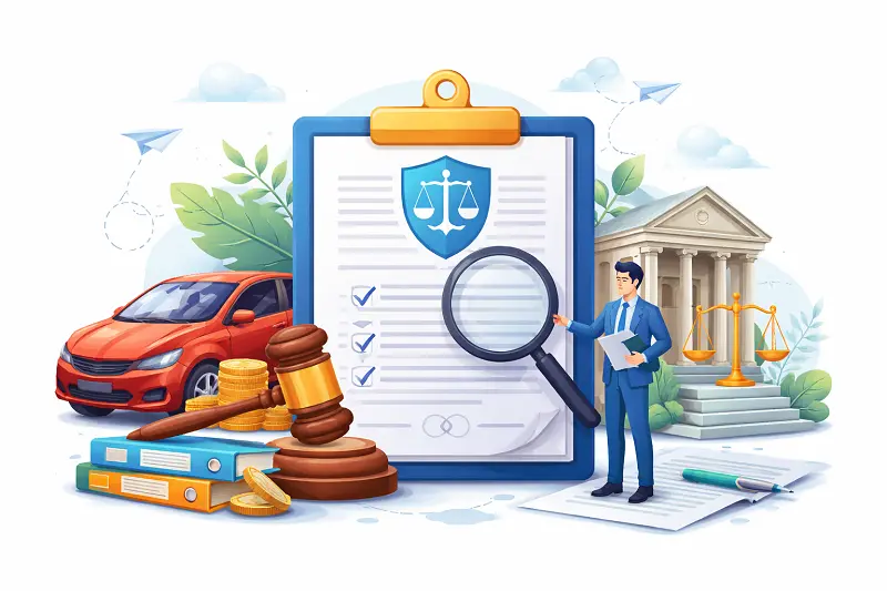 Araç Değer Kaybı Nasıl Alınır sürecinde sigorta şirketinin ödeme yapmaması halinde Sigorta Tahkim Komisyonu’na başvuru aşamasını gösteren görsel; başvuru dosyası, resmi evraklar ve tazminat talebini simgeleyen unsurlar