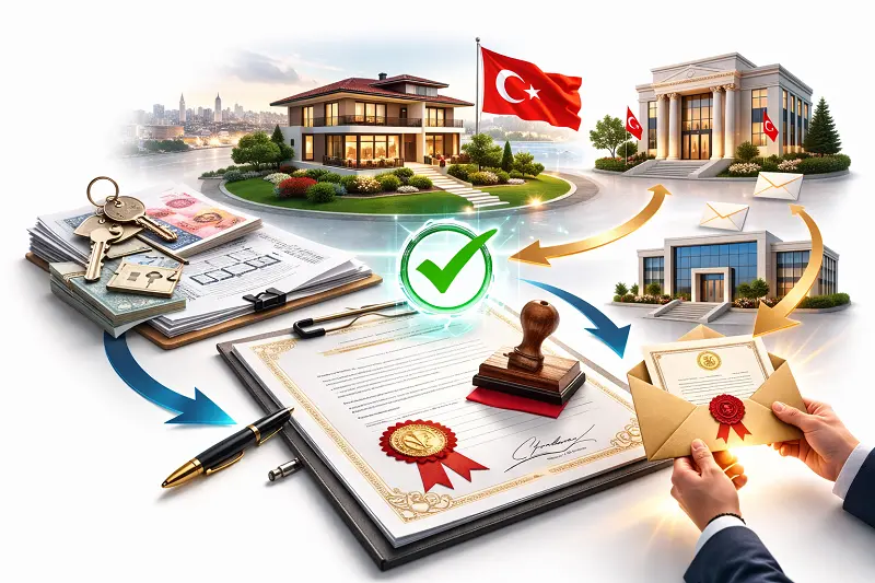 Waiting for the issuance of the Certificate of Eligibility for Turkish Citizenship by Real Estate Investment after completing the title deed transfer, showing official application documents under review at the Land Registry during the citizenship by property investment process in Turkey