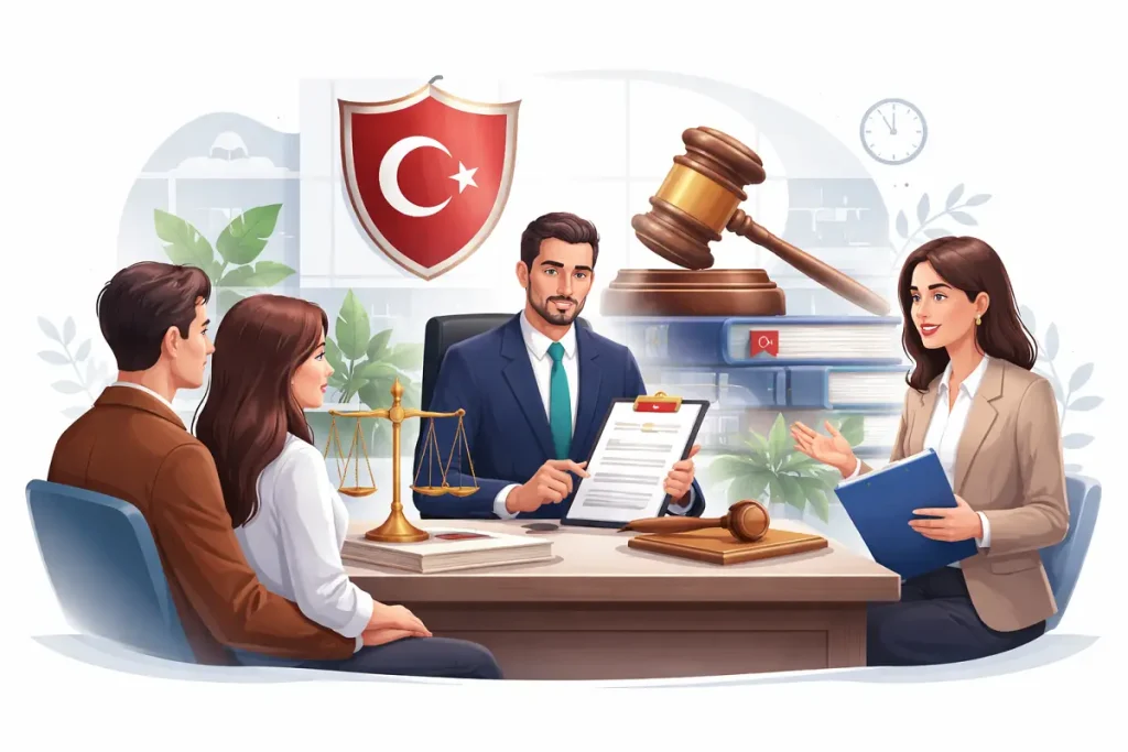 Professional legal assistance for Turkish Citizenship by Naturalization showing lawyer support, document preparation and application process guidance in Turkey