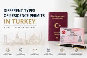 Different types of residence permits in Turkey including short-term, family, student, long-term and humanitarian residence permits for foreigners in 2026.