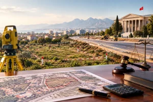 Kamulaştırma bedeli ne kadar sorusunu temsil eden, harita üzerinde işaretlenmiş arsa parseli ve hesap makinesi