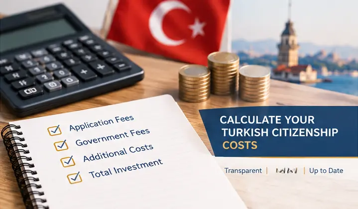 Overview of Turkish citizenship costs: investment options, application fees, translation and notary, with a passport
